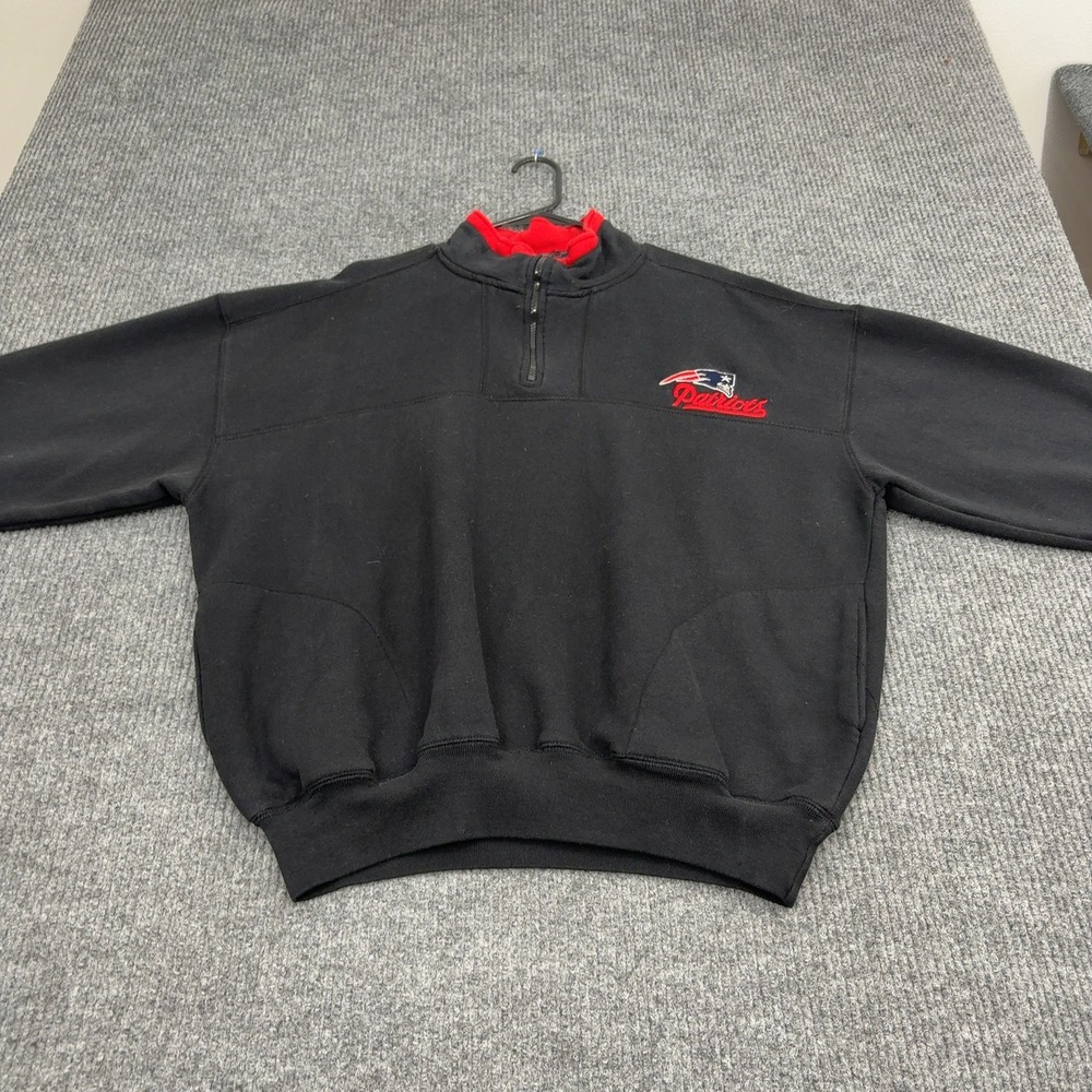 New England Patriots CH Apparel Pullover Mens XL Black Cotton Quarter Zip Sporty